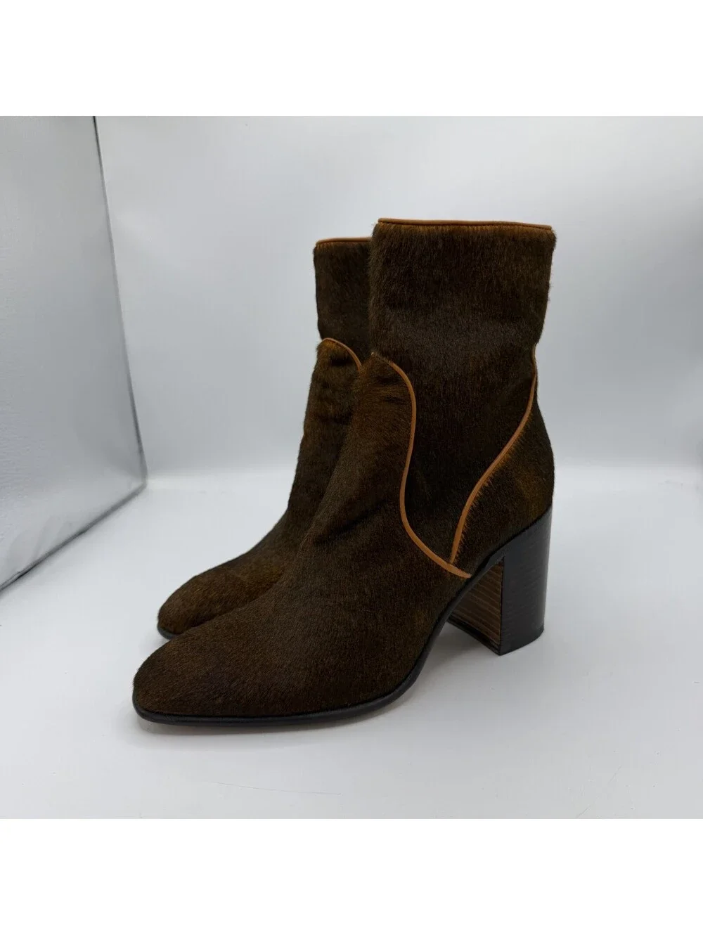 ALESSANDRO VASINI Block Heel Ankle Boots Pointed Toe Women Size 39